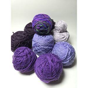 Purple Tones Scrap Yarn Lot X 5 Tones Balls Bag Full Remnants Afghan Blanket
